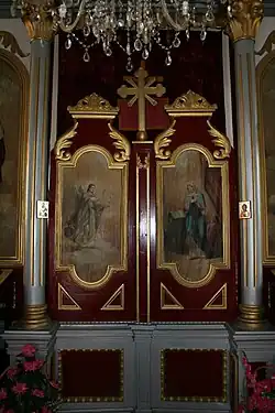 Détail des « portes royales » de l'église de l'Ascension de Dublje.