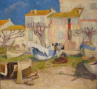 À Cros-de-Cagnes (1914), huile sur toile, 69,5&nbsp;×&nbsp;74,5&nbsp;cm, localisation inconnue.