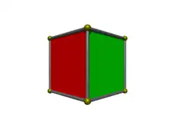 Deux trapèzes accolés, rouge à gzuche, jaune à droite.