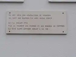 Plaque cité Saint-Antoine, cité des verriers.