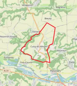 Carte avec les communes environnantes