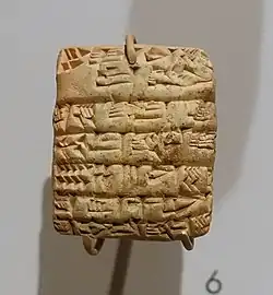Tablette administrative de la troisième dynastie d'Ur (XXIe&nbsp;siècle&nbsp;av. J.-C.). Harvard Semitic Museum.