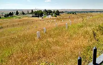 Custer National Cemetery vu depuis la colline où est mort Custer.