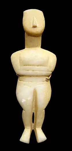 Statuette cycladique masculine, de type spédos, 17&nbsp;cm.