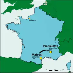Le tétrafluorure d'uranium (UF4) produit par l'usine Comurhex de Malvési est transformé en hexafluorure d'uranium (UF6) dans l'usine Comurhex de Pierrelatte.