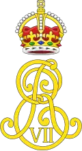 Monogramme du roi Edouard VII, surmonté de la couronne Tudor.