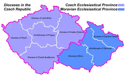 Provinces ecclésiastiques, archidiocèses et diocèses.