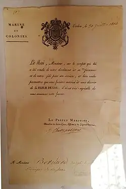 Décoration de la Fleur de Lys Joseph Toussaint Bernard