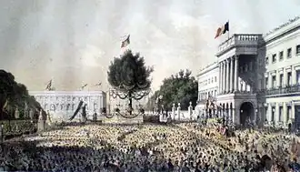 Décoration de la Place des Palais à Bruxelles, le 21 juillet 1856.