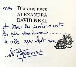 Dédicace de Marie-Madeleine Peyronnet.