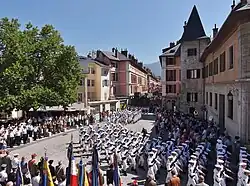 Défilé du 13e bataillon de chasseurs alpins dans les rues de Chambéry en juillet 2014
