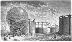 Départ d'un ballon à gaz à l'usine à gaz de la Villette.