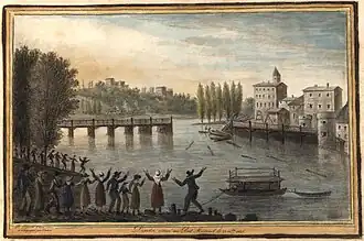 Destruction du pont Morand en 1825