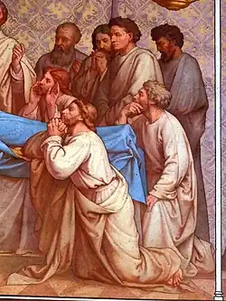 Détail d'une fresque de la chapelle Notre-Dame des Sept-Douleurs, Cathédrale Notre-Dame de Paris.