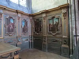 Photo des panneaux peints représentant la vie de saint Brice