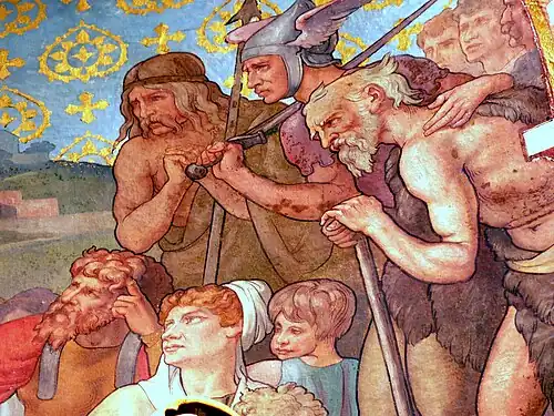 Détail de la fresque de Saint-Denis l’Aréopagite dans l’Église Saint-Denis de Rillieux-la-Pape.