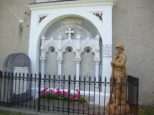 Monument aux morts (sur le mur de l'église de Chéraute).
