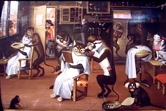 Singerie : La boutique du barbier-chirurgien.