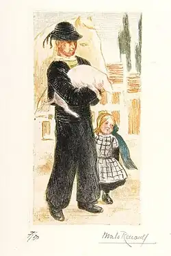 Dans la cour de ferme,1902, p. s. en couleur,Musée départemental Breton