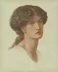Dante Gabriel Rossetti.Portrait de Jane Morris, vers 1870, craie colorée sur papier, 50,1&nbsp;×&nbsp;40,3&nbsp;cm, collection privée.