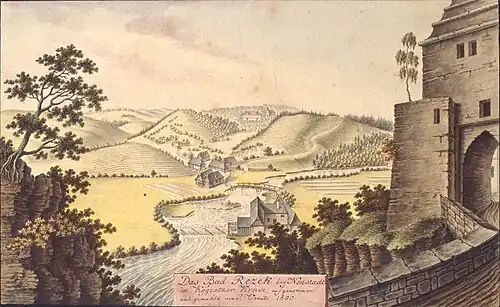 Bad Rezek, près de Nové Město nad Metují,peinture de Joann Venuto (1800).