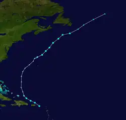 Parcours de la tempête tropicale Dean