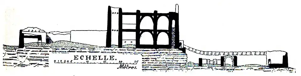 Coupe Ouest-Est du monastère selon J. de Morgan