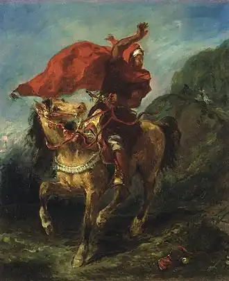 Cavalier arabe donnant un signal, par Eugène Delacroix, en 1851.