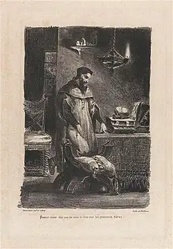 Faust dans son cabinet, lithographie d'après Delacroix.