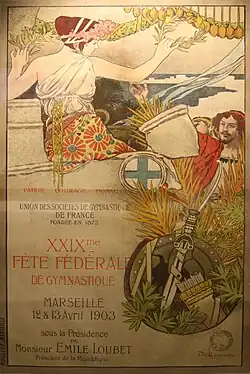 Affiche de Dellepiane,XXIXe fête fédérale de la gymnastique.