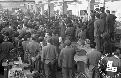 Réunion dans une usine de Maribor, mai 1967