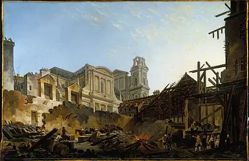 La Foire Saint-Germain après l'incendie dans la nuit du 16 au 17 mars 1762 (vers 1762), Paris, musée Carnavalet.