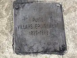 « Puits Villars Épuisement, 1829-1888 ».