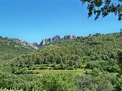 Dentelles sarrasines vues de la chapelle Saint-Cosme et Saint-Damien à Gigondas.
