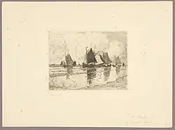 Le départ (Heyst), estampe par Richard Baseleer, Cabinet des Estampes de la Bibliothèque royale de Belgique, S.III 40247