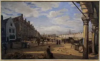 Tableau représentant la grand-place durant le marché.