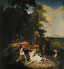Un sanglier chassé par 8 chiens, François Desportes. 1703.