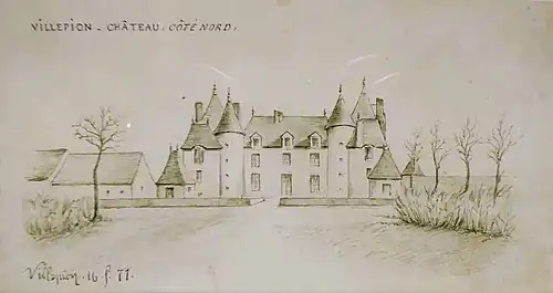 Château de Villepion, côté nord, Terminiers, 16 février 1871.