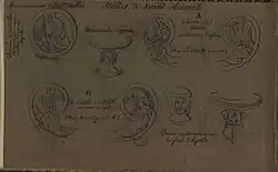 Désiré Monnier, Dessin de stalles et de miséricordes de l'église Saint-Anatoile de Salins-les-Bains, août 1842, album VI, p. 31, bibliothèque municipale de Besançon