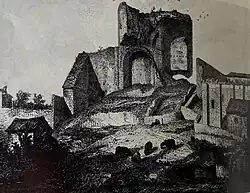 Dessin des ruines du château en 1837