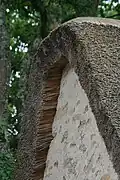Détail d'un toit de chaume, selon la tradition bretonne.