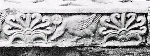 Détail de la frise du Trône de diamant, Bodh Gaya, vers 250 avant notre ère.