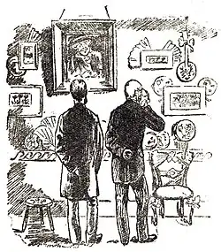 Deux hommes vus de dos devant portrait