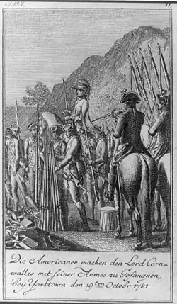 Reddition des Britanniques à la bataille de Yorktown, gravure de Daniel Chodowiecki, 1784.