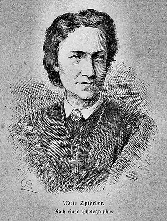 Portrait en noir et blanc d'Adele Spitzeder en 1873.