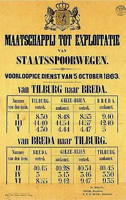 Affiche de la compagnie SS en 1863.