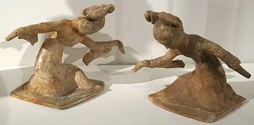 Deux danseuses, milieu du VIIe&nbsp;siècle, musée Guimet.