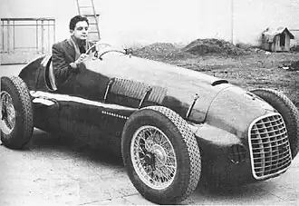 Au volant d'une Ferrari 125 F1, vers 1950