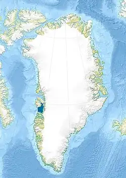 Carte de localisation de la baie de Disko au Groenland.