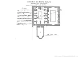 La chapelle par rapport aux bains romains.